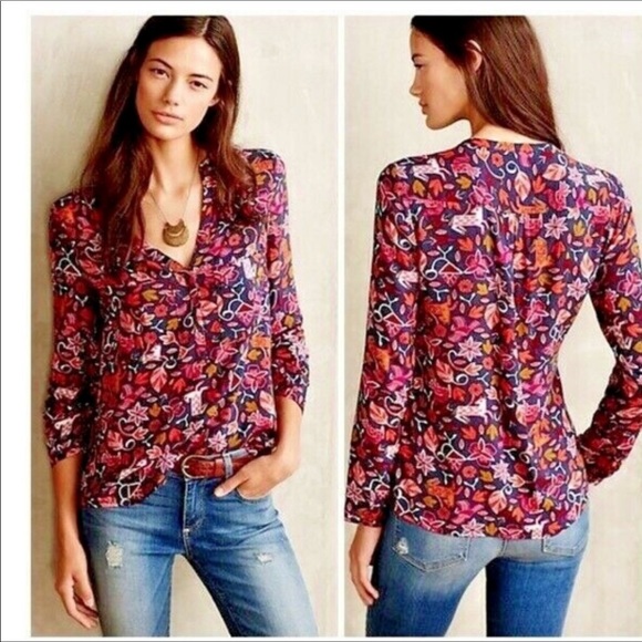 Anthropologie Tops - Anthropologie | Maeve Moonflower Henley Top (4)